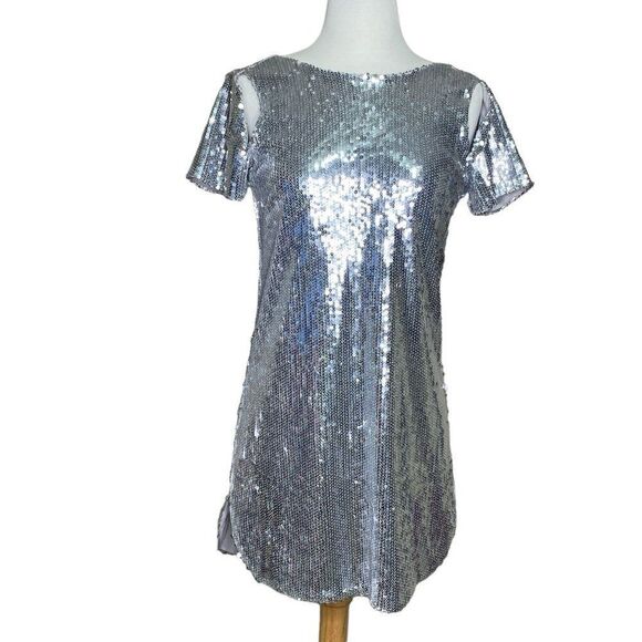 Fate Silver Sequin Dress NWT Size Extra Small - Picture 1 of 10